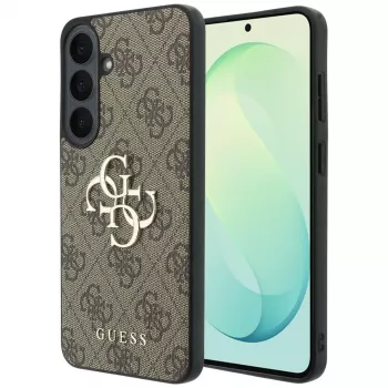 Husă Guess Leather 4G Metal Logo pentru Samsung Galaxy S26 FE, maro
