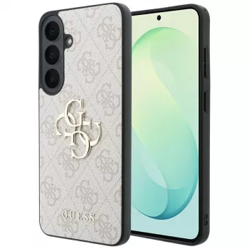 Husă Guess Leather 4G Metal Logo pentru Samsung Galaxy S26 FE, roz