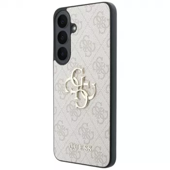 Husă Guess Leather 4G Metal Logo pentru Samsung Galaxy S26 FE, roz