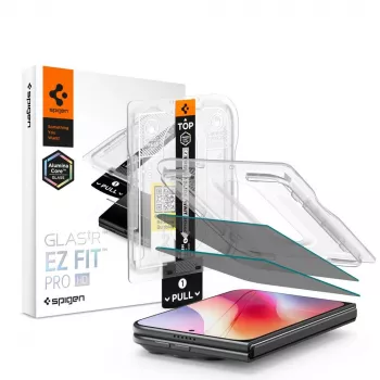 Folie de confidențialitate Spigen Glas.TR EZ Fit Pro HD AC pentru iPhone Duo, pachet de 2