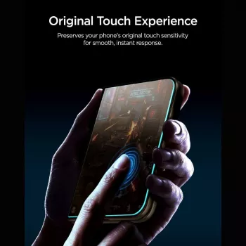 Folie de confidențialitate Spigen Glas.TR EZ Fit Pro HD AC pentru iPhone Duo, pachet de 2