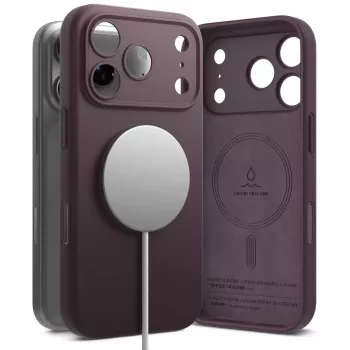 Husă din silicon magnetică MagSafe Ringke pentru iPhone 18 Pro, burgund