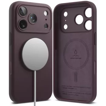 Husă din silicon magnetică MagSafe Ringke pentru iPhone 18 Pro, burgund