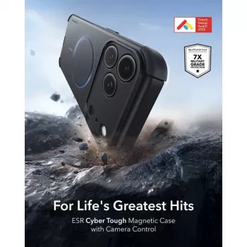 Husă ESR Cyber Tough MagSafe pentru iPhone 17 Pro / 18 Pro, neagră