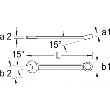 Cheie combinată Gedore 7 XL SW 16mm L.265mm forma A extra lungă, oțel crom-vanadiu