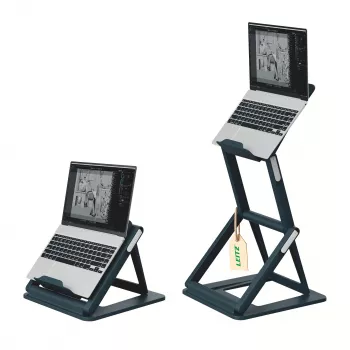 Suport laptop reglabil pe înălțime Leitz Ergo 2 în 1, negru (65890089)