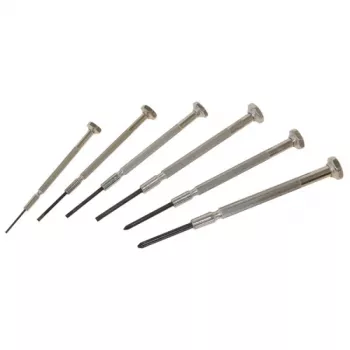 Set de șurubelnițe miniaturale pentru ceasornicari C.K Tools T4854P, 6 piese, plat 1,0/1,6/2,0/2,4 mm și Phillips