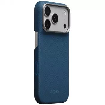 Husă PITAKA Edge Case Argyle MagSafe pentru iPhone 18 Pro / 17 Pro, albastru miez de noapte