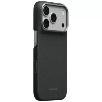 Husă PITAKA Edge Case Argyle MagSafe pentru iPhone 18 Pro / 17 Pro, neagră bazalt