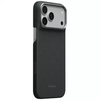 Husă PITAKA Edge Case Argyle MagSafe pentru iPhone 18 Pro Max / 17 Pro Max, neagră bazalt