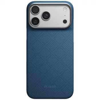 Husă PITAKA Edge Case Argyle MagSafe pentru iPhone 18 Pro Max / 17 Pro Max, albastru miez de noapte