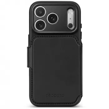 Husă din piele cu portofel detașabil Decoded pentru iPhone 18 Pro Max / 17 Pro Max, MagSafe, neagră