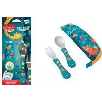 Maped PICNIK Cutlery Set JUNGLE FEVER 3-piece turquoise with pouch stainless steel ABS