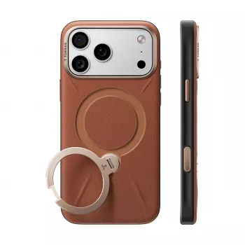 Husă TORRAS Ostand Q3 VegSkin pentru iPhone 18 Pro / 17 Pro, compatibilă cu MagSafe, maro