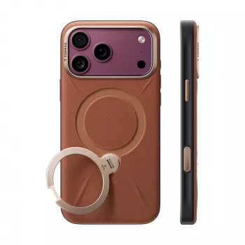 Husă TORRAS Ostand Q3 VegSkin pentru iPhone 18 Pro / 17 Pro, compatibilă cu MagSafe, maro
