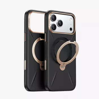 Husă TORRAS Ostand Q3 VegSkin pentru iPhone 18 Pro Max / 17 Pro Max, compatibilă MagSafe, neagră