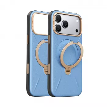 Husă TORRAS Ostand Q3 VegSkin pentru iPhone 18 Pro Max / 17 Pro Max, compatibilă cu MagSafe, albastră