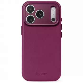 Capac spate din piele Decoded - husă din piele pentru iPhone 18 Pro / 17 Pro, compatibilă cu MagSafe (aubergine)