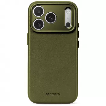Decoded Leather Backcover - husă din piele pentru iPhone 18 Pro / 17 Pro compatibilă cu MagSafe (verde mușchi)