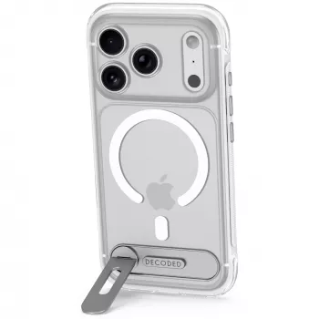 Husă cu suport Decoded AntiMicrobial Hybrid Stand Backcover pentru iPhone 18 Pro Max / 17 Pro Max, compatibilă cu MagSafe, albă mat