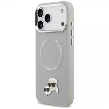 Husă Karl Lagerfeld Karl & Choupette Pins MagSafe pentru iPhone 17 Pro, gri