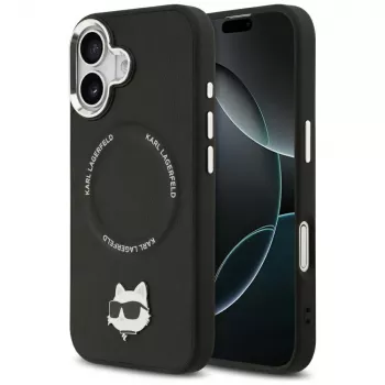Husă Karl Lagerfeld Choupette Pin MagSafe pentru iPhone 17, neagră