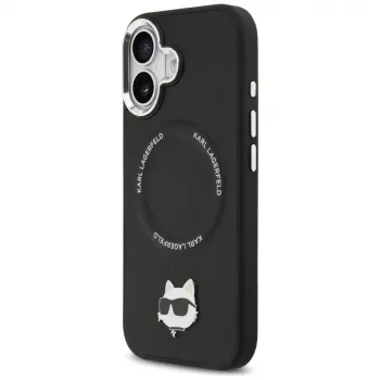 Husă Karl Lagerfeld Choupette Pin MagSafe pentru iPhone 17, neagră