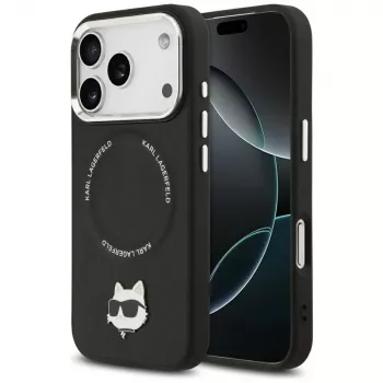 Husă Karl Lagerfeld Choupette Pin MagSafe pentru iPhone 17 Pro Max, neagră