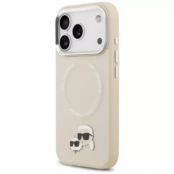 Husă Karl Lagerfeld Karl & Choupette Pins MagSafe pentru iPhone 17 Pro Max, bej