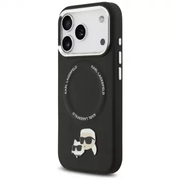 Husă Karl Lagerfeld Karl & Choupette Pins MagSafe pentru iPhone 17 Pro Max, neagră