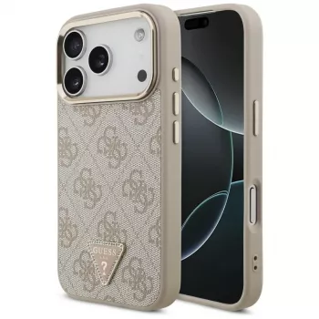 Husă Guess 4G Triangle Logo MagSafe pentru iPhone 18 Pro / 17 Pro, auriu roz