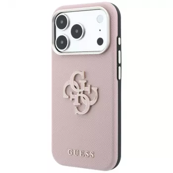 Husă Guess Grained & Big Resin Logo pentru iPhone 18 Pro Max / 17 Pro Max, roz