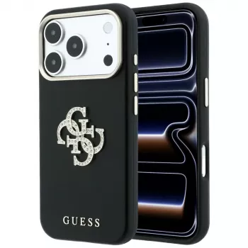 Husă Guess Smooth & Big Strass Logo pentru iPhone 18 Pro / 17 Pro, neagră
