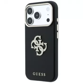 Husă Guess Smooth & Big Strass Logo pentru iPhone 18 Pro / 17 Pro, neagră