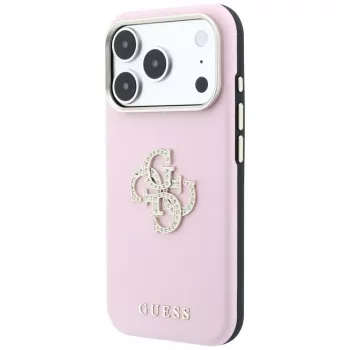 Husă Guess Smooth & Big Strass Logo pentru iPhone 18 Pro / 17 Pro, roz