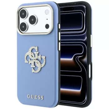 Husă Guess Smooth & Big Strass Logo pentru iPhone 18 Pro Max / 17 Pro Max, albastră