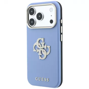 Husă Guess Smooth & Big Strass Logo pentru iPhone 18 Pro Max / 17 Pro Max, albastră