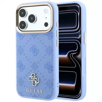 Husă Guess Peony 4G Small Logo MagSafe pentru iPhone 18 Pro Max / 17 Pro Max, albastru deschis