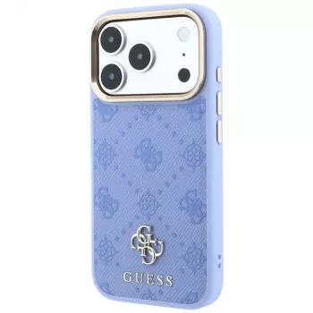 Husă Guess Peony 4G Small Logo MagSafe pentru iPhone 18 Pro Max / 17 Pro Max, albastru deschis