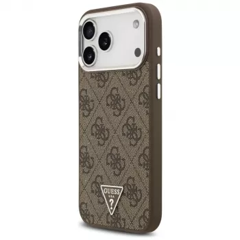 Husă Guess 4G Triangle Logo MagSafe pentru iPhone 18 Pro Max / 17 Pro Max, maro/argintiu