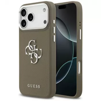 Husă Guess Grained Big 4G Classic Logo pentru iPhone 17 Pro Max (maro)
