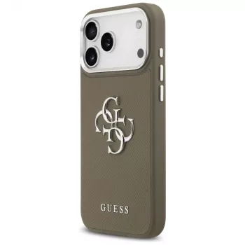 Husă Guess Grained Big 4G Classic Logo pentru iPhone 17 Pro Max (maro)