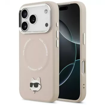 Husă Karl Lagerfeld Choupette Pin MagSafe pentru iPhone 17 Pro, roz