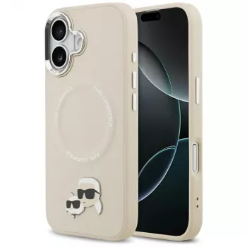 Husă Karl Lagerfeld Karl & Choupette Pins MagSafe pentru iPhone 17, bej