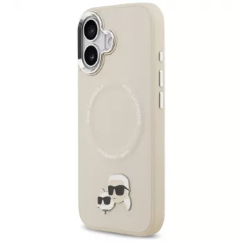 Husă Karl Lagerfeld Karl & Choupette Pins MagSafe pentru iPhone 17, bej
