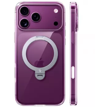 Husă TORRAS Ostand Q3 Spin pentru iPhone 18 Pro / 17 Pro, compatibilă cu MagSafe, transparentă