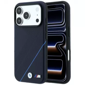 Husă MagSafe BMW M Tire Track Blue Line pentru iPhone 18 Pro / 17 Pro, bleumarin