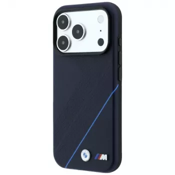 Husă MagSafe BMW M Tire Track Blue Line pentru iPhone 18 Pro / 17 Pro, bleumarin