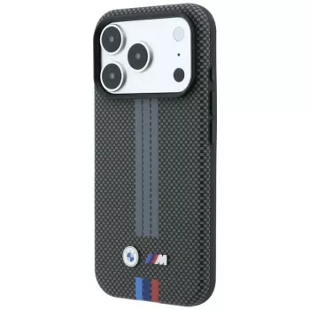 Husă MagSafe BMW M Quadrille Kevlar Tricolor Print Lines pentru iPhone 18 Pro Max / 17 Pro Max, antracit