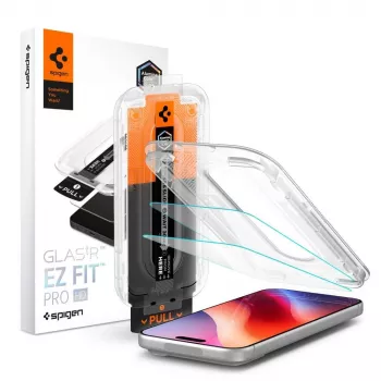 Sticlă securizată Spigen Glas.TR EZ Fit Pro HD AC, pachet de 2, iPhone 16 Pro / 17 / 17 Pro / 18 Pro, transparent